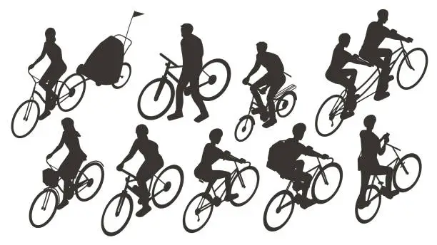 Vector illustration of Bicycle rider silhouettes