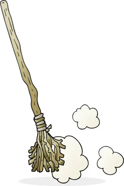 Vector illustration of freehand drawn cartoon witch's broom