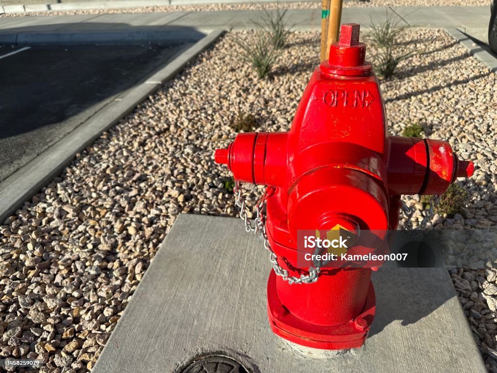 Red fire hydrant Accidents and Disasters Stock Photo