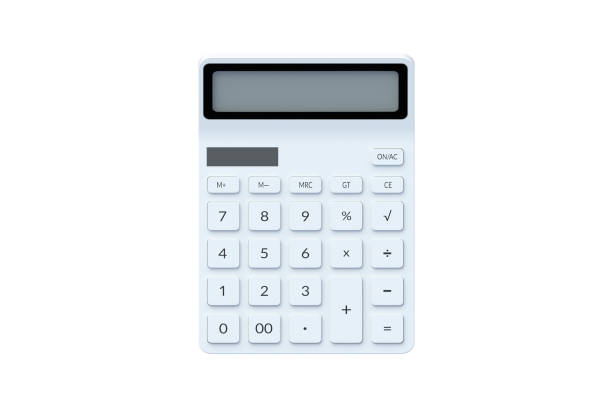 calculatrice isolée sur fond blanc. rendu 3d - calculette photos et images de collection