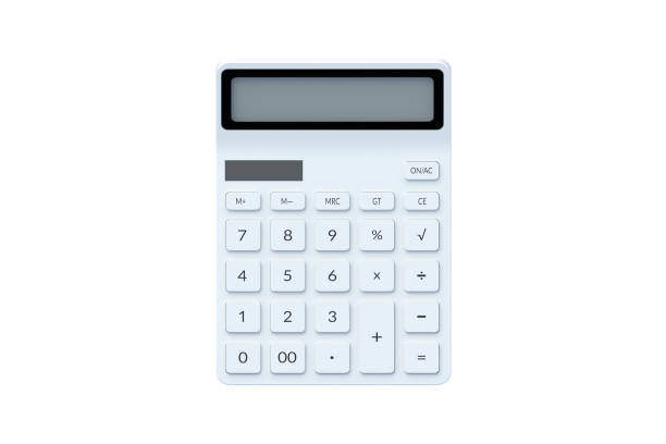 calculator isolated on white background. 3d render - calculator imagens e fotografias de stock
