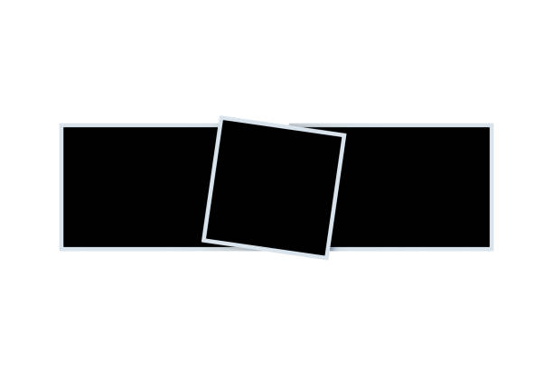 Photos with black blank space isolated on white background background. Template for photography. Memories images. 3d render