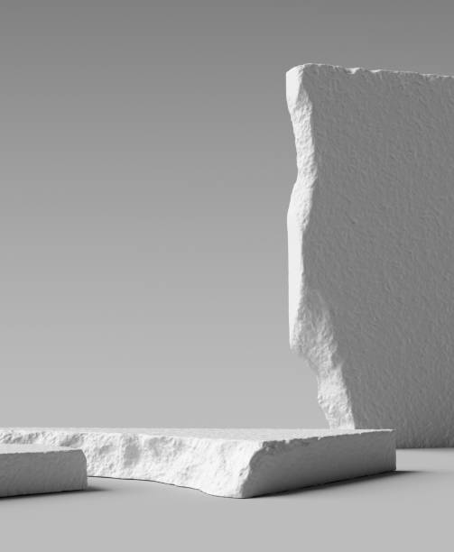 istock White rock slabs product display mockup, marble stone podium showcase, cosmetic object placement, 3d rendering 1458276803