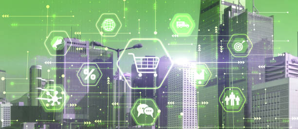 istock Online E-Commerce business technology internet concept on city background 1458277537