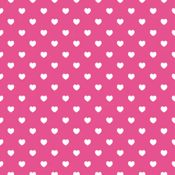 Vector illustration of White hearts on bright pink background seamless pattern. Seamless love heart design vector background. Seamless pattern on Valentine's day. The seamless texture with hart.