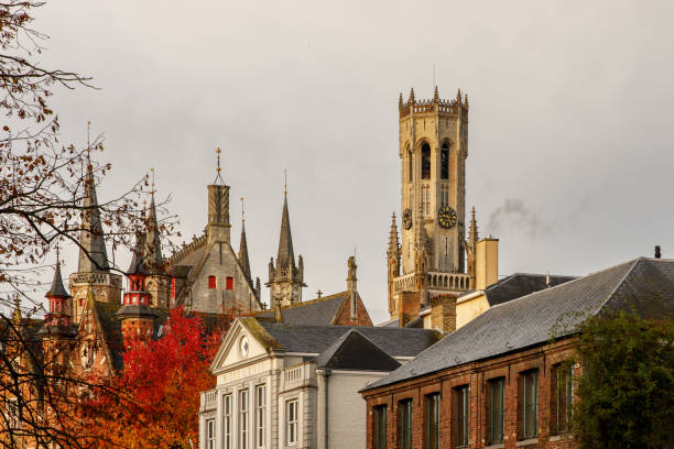 istock Gothic architecture. Palace spiers in Bruges, Belgium. 1458280442