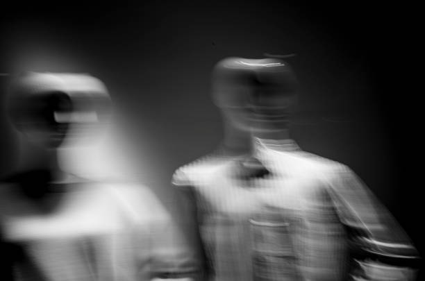 Artificial mannequins in a fashion store