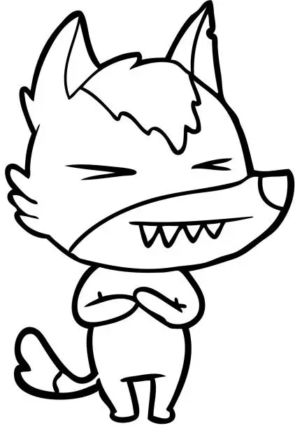 Vector illustration of angry wolf cartoon