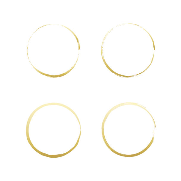 istock Set of hand drawn gold circle, sketch lines. Gold round frame collection. 1458295930