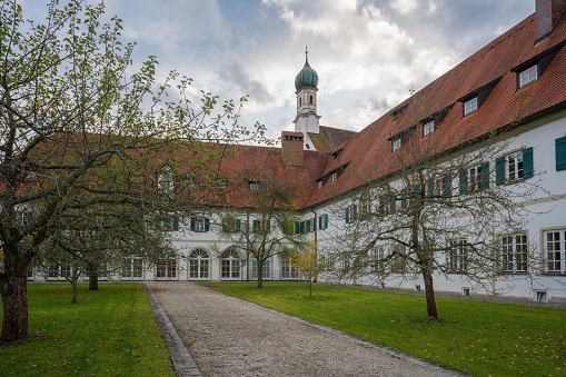 Bavaria, Germany - Nov 06, 2019: Franciscan Monastery and Church - Fussen, Germany