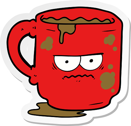 Sticker Of A Cartoon Dirty Office Mug Stock Illustration - Download ...