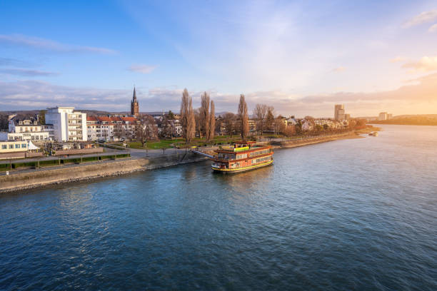 Skyline of Duesseldorf downtown. Image taken from a boat on river Rhine. Nikon D50 and Sigma 18-125 lens.
