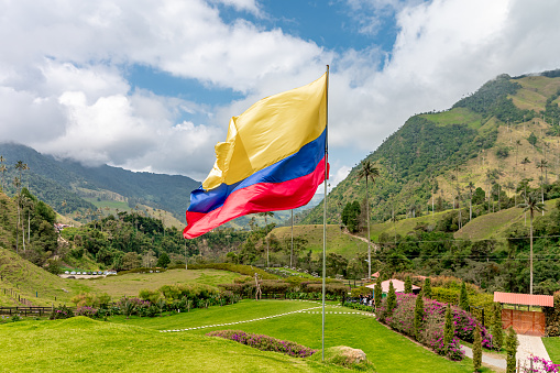 Bandera colombiana en el parque nacional photo