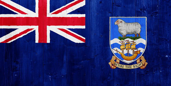 Flag of the Falkland Islands on a textured background. Concept collage.
