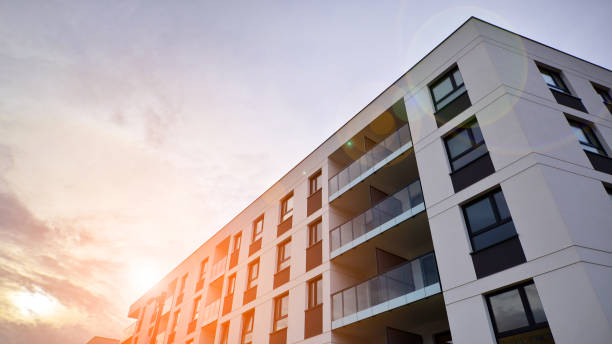 istock Apartments in residential complex. Housing structure at modern house. 1458326539