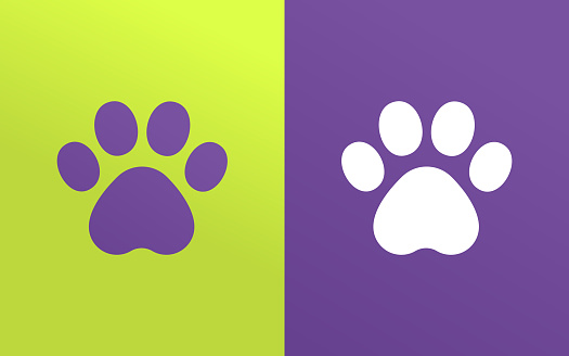 Cat or dog pet paws pawprint shape symbol design element.