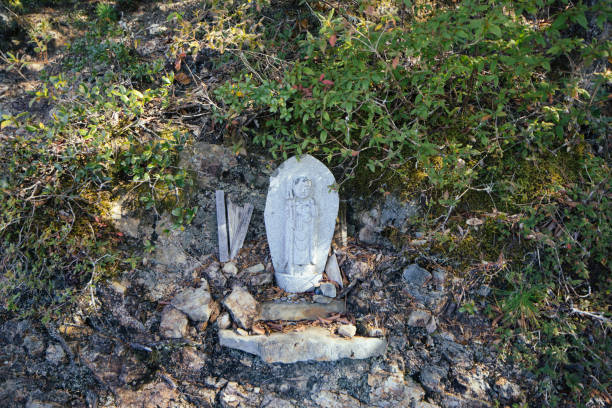 A jizo on Kumano Kodo hiking trail in Wakayama Japan