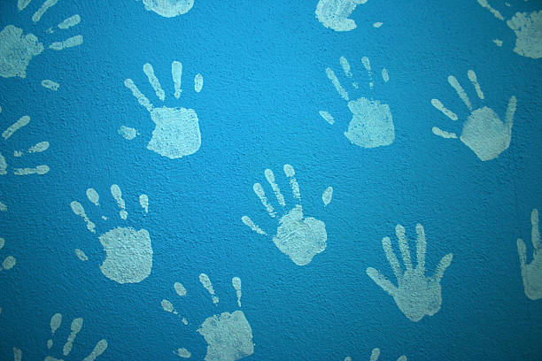 child hands print stock photo