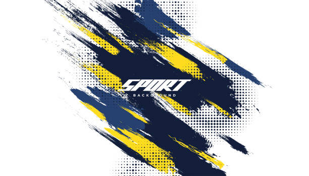 Blue and Yellow Brush Background with Halftone Effect Isolated on White Background. Sport Background with Grunge Style. Scratch and Texture Elements For Design Blue and Yellow Brush Background with Halftone Effect Isolated on White Background. Sport Background with Grunge Style. Scratch and Texture Elements For Design grunge background stock illustrations