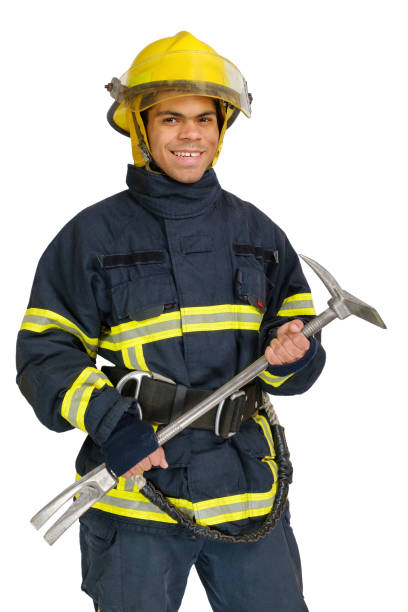 istock Fireman with hooligan crowbar in hands 1458342579