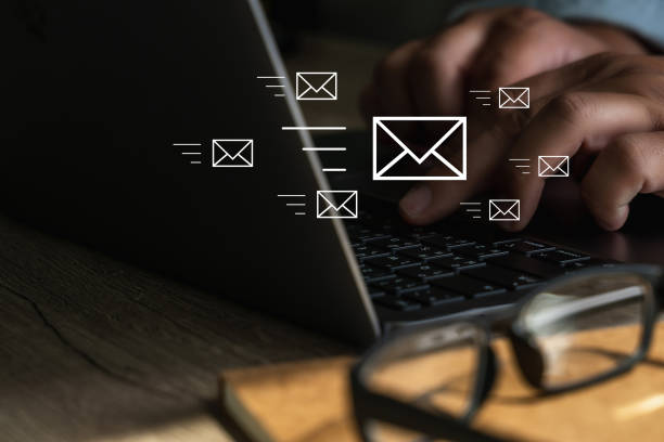istock Mail Communication Connection message to mailing contacts phone Global Letters Concept 1458345039