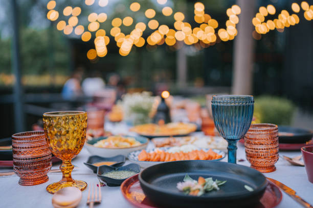 istock Outdoor Dining place setting with Asian Food 1458348339