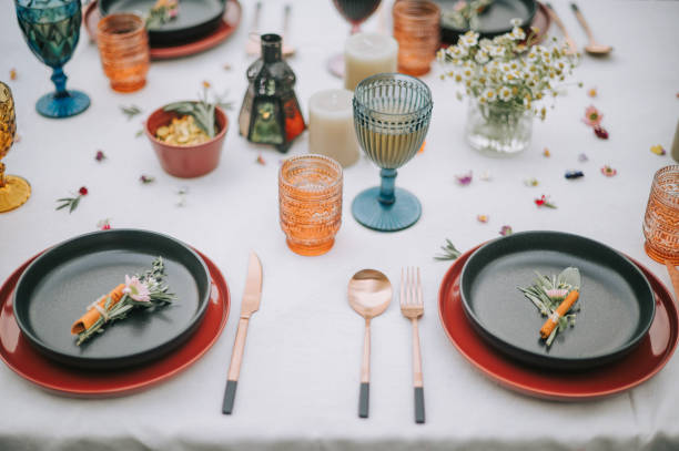 istock Outdoor Dining place setting with Asian Food 1458349489