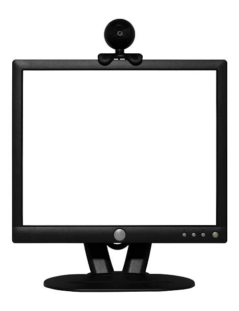 Monitor de computador isolado LCD com Webcam (trilhas de recorte incluído - foto de acervo