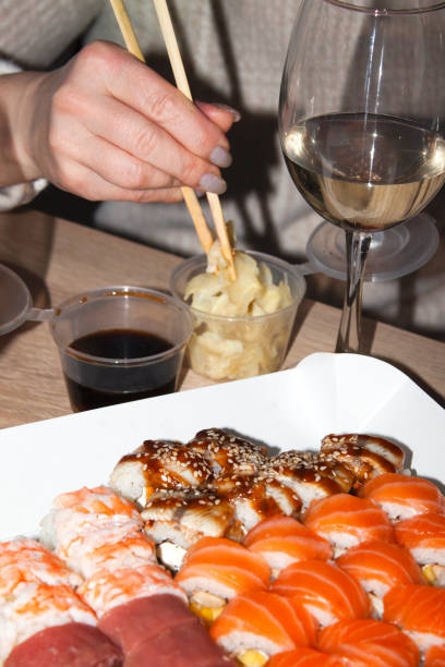 istock Delicious beautiful sushi with seafood and rice 1458351272