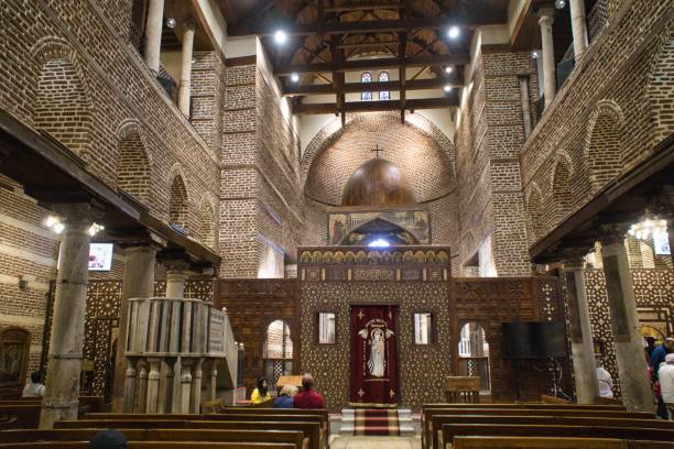 Cairo, Egypt: November 27,2022- A view of Saint Virgin Mary Coptic orthodox church also known as Hanging Church in Cairo, Egypt