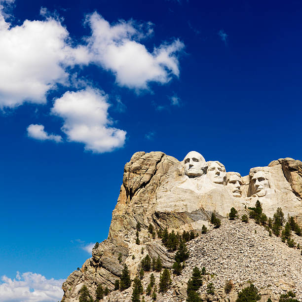 istock Scenic view of Mount Rushmore against bright blue sky 145835448