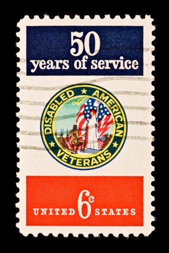 Disabled American Veterans Stamp was issued in honor of those who became disabled and served their country. Issued 1970.