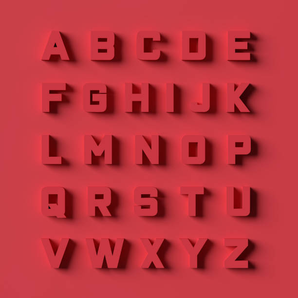alfabeto em letras maiúsculas vermelhas - three dimensional shape alphabetical order alphabet text - fotografias e filmes do acervo