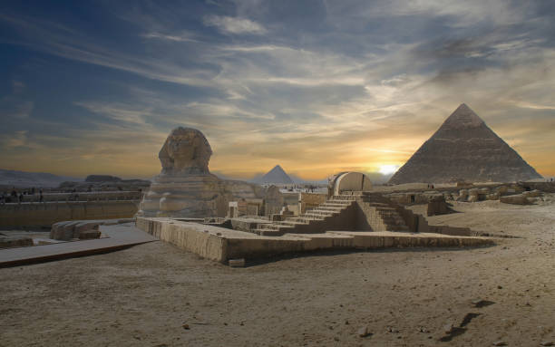 istock Sunset at great pyramids in Giza,Egypt 1458364503