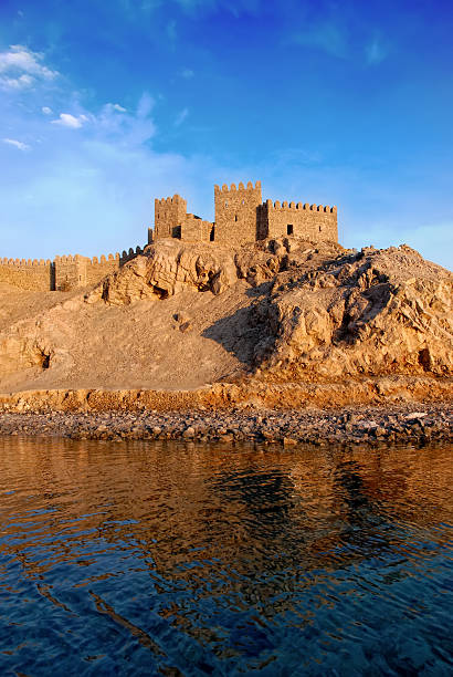 Castle in the rock stock photo