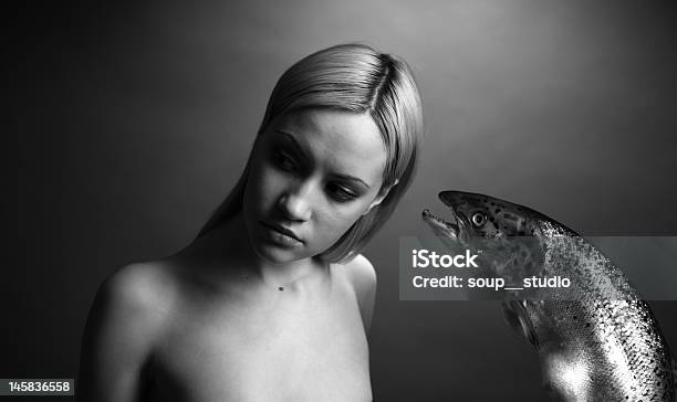 Fashionable Girl With Big Fish Stock Photo - Download Image Now - Adolescence, Adult, Beautiful People
