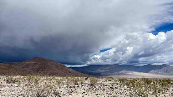 Looking south from Dante's View in Death Valley, California, USA, almost 6000feet above Badwater basin, with unseasonal cloudcover in autumn.