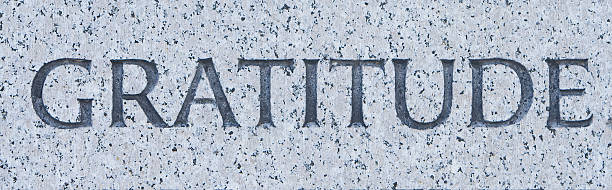 istock Word "Gratitude" Carved in Gray Granite 145836907