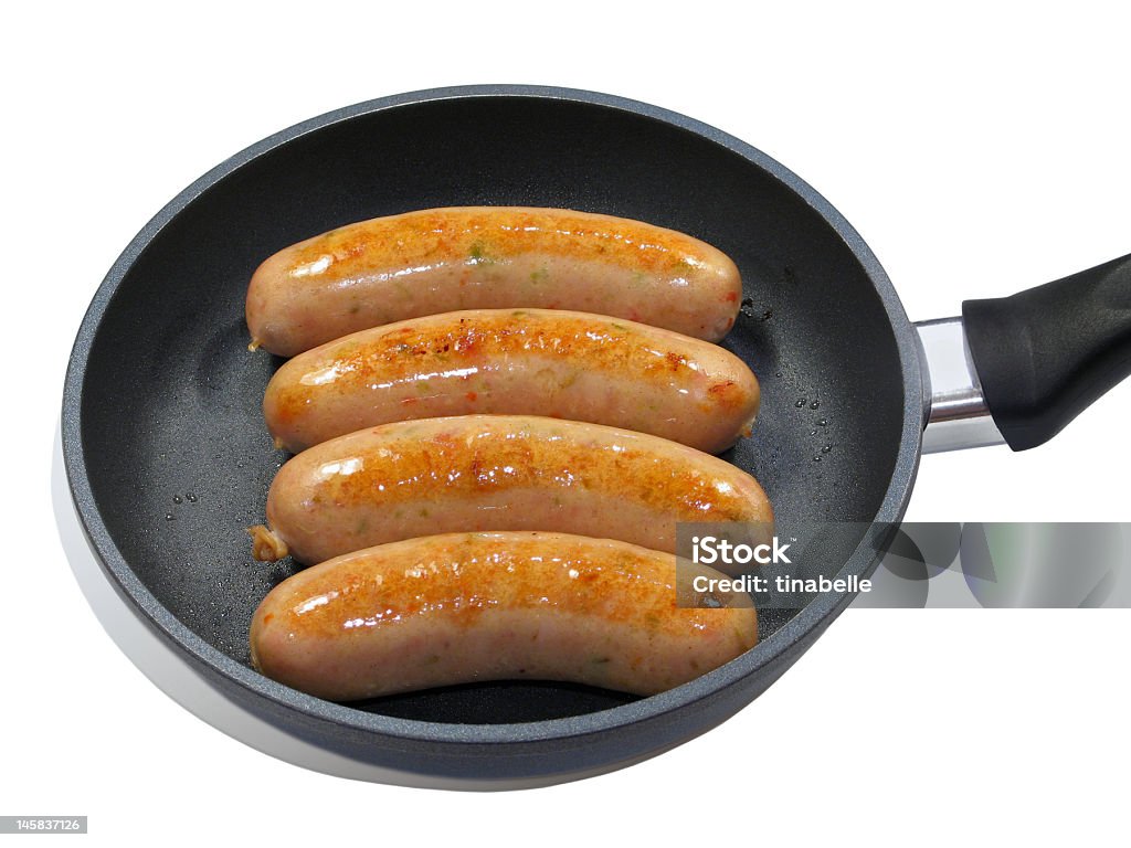 Linguiça de culinária em frigideira - Foto de stock de Almoço royalty-free