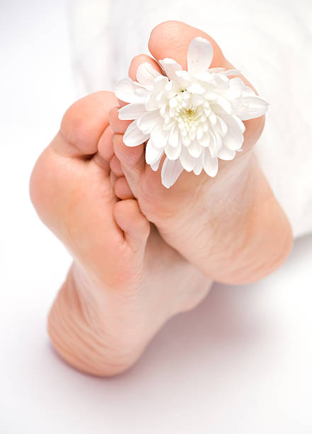 Woman's feet under the blanket