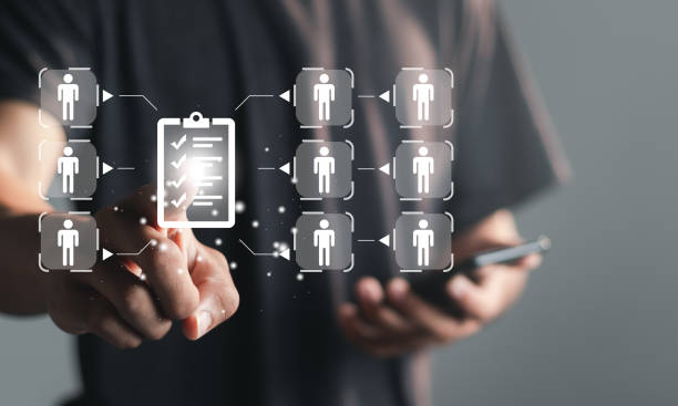 istock Business people publishing documents related to users in the organization. Enterprise Information Management System, Document Management System (DMS) Concept. 1458372514