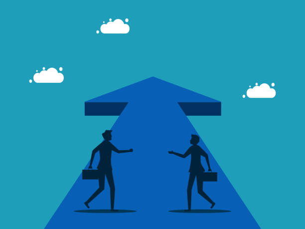 istock Businessmen working together to create progress and business growth. vector illustration 1458373510