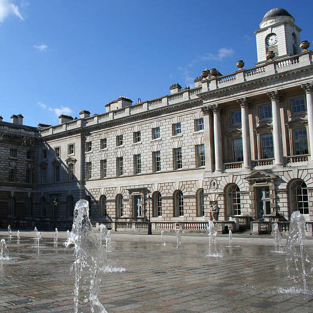 somerset house, london - somerset house london england fountain water stock-fotos und bilder