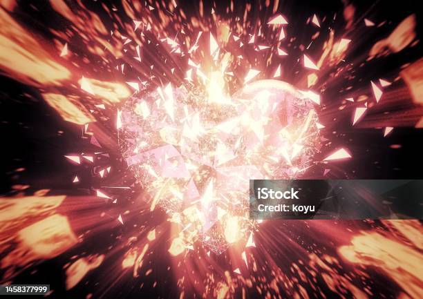 Abstract Background With Explosion And Scattering Light Fragments Stock Photo - Download Image Now