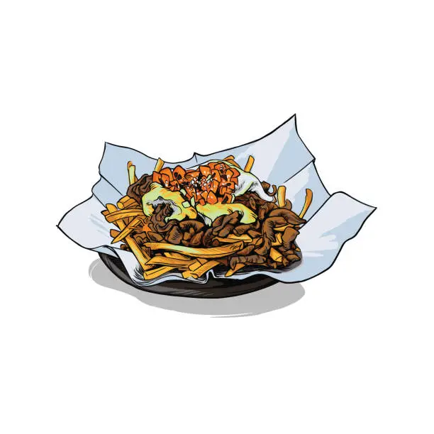 Vector illustration of Illustration of regional food in Mexico : Carne Asada french fries