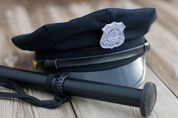 Police equipment. Hat and truncheon