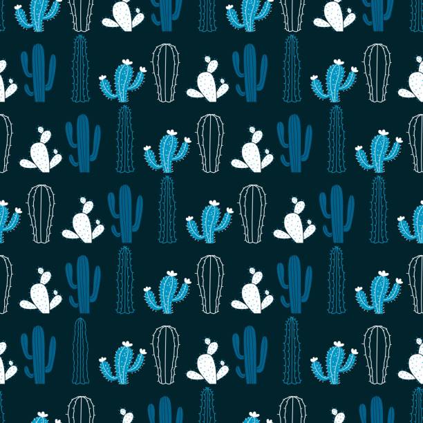 ilustraciones, imágenes clip art, dibujos animados e iconos de stock de abstracto cactus verde jardín naturaleza vector patrón sin costuras - abstract backgrounds botany cactus