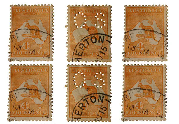 Photo of Isolated Vintage Kangaroo stamps