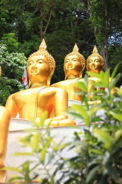 istock 3 golden Buddha images arranged in steps 1458392261