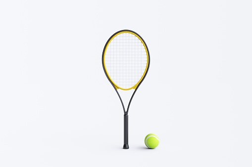 tennis equipment racket and ball